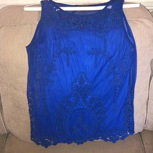 Beautiful Royal Embroidered sleeveless blouse